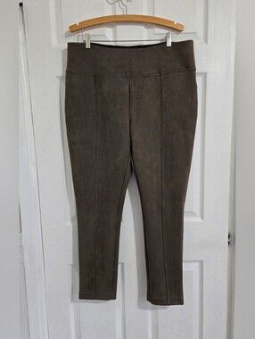 Andrew Marc Women’s XL Faux Suede Pants Taupe Brown Stretch Soft Semi-Casual